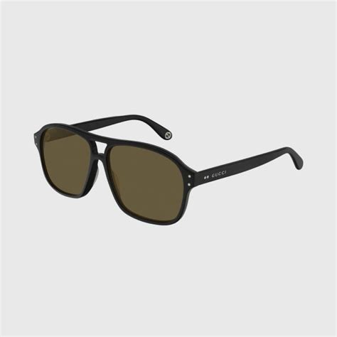 gucci - gg0475s - acetate - shiny black|Gucci™ GG0475S 001 58 Black Sunglasses .